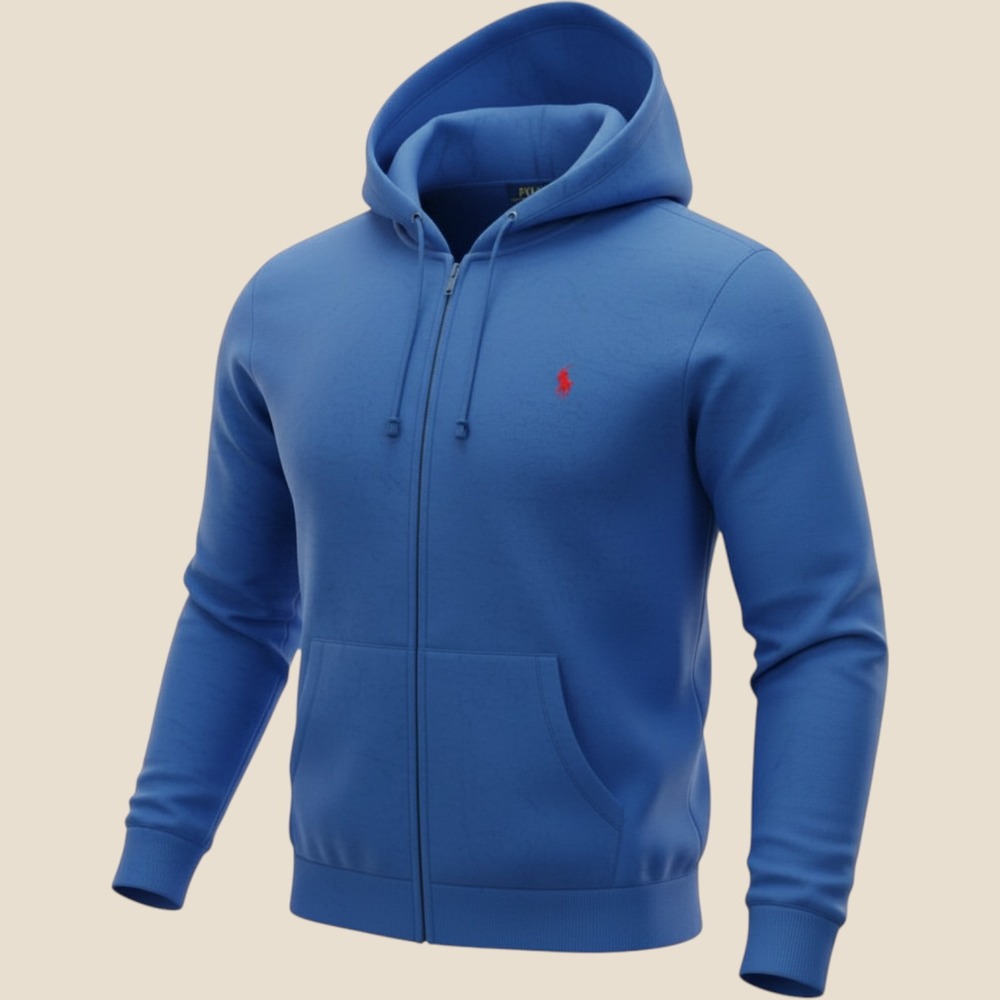 Polo Ralph Lauren Hoodie Mens 3XB Blue Full Zip Red Pony Big & Tall Sweatshirt